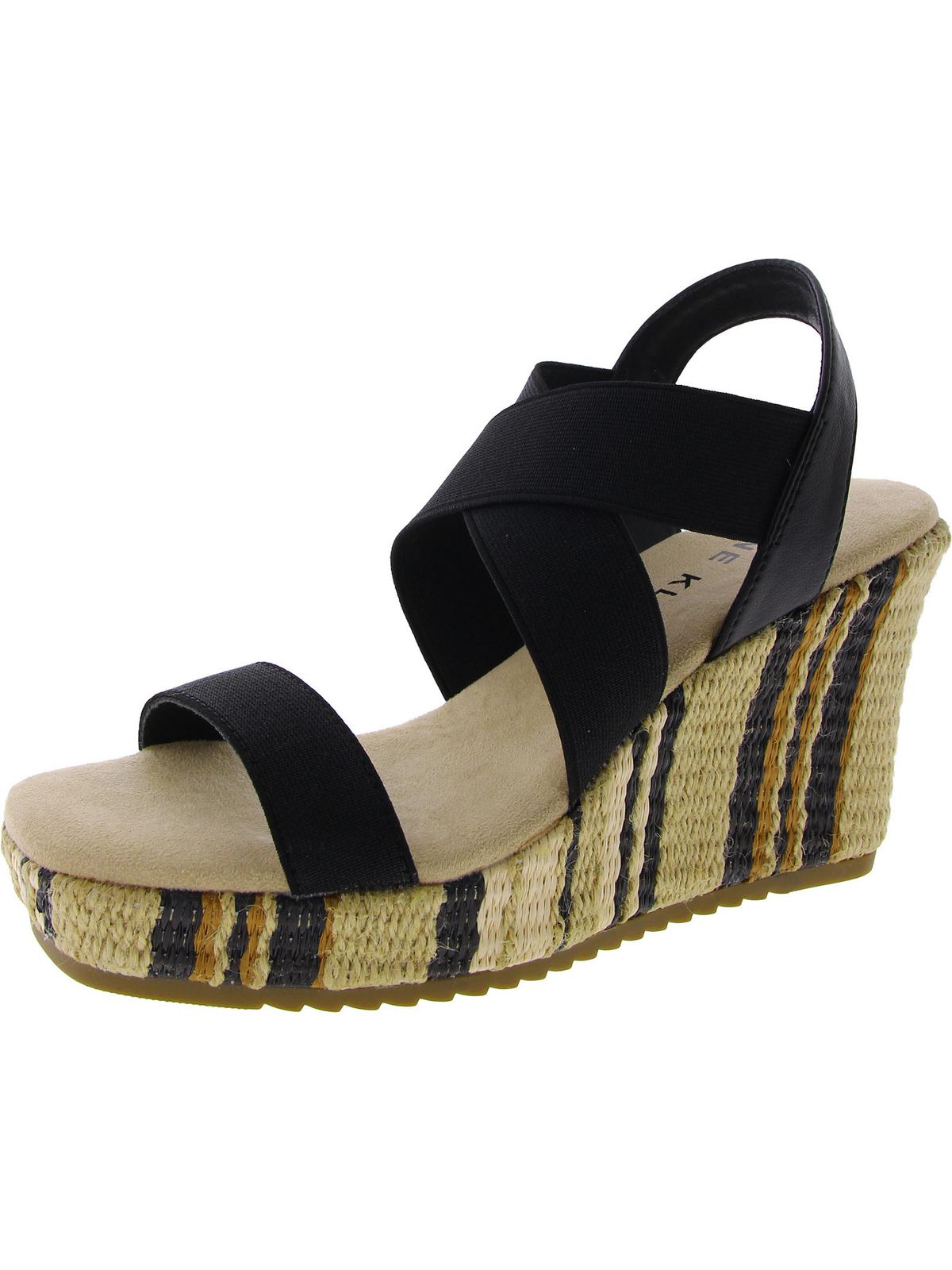 Anne Klein Womens Canvas Platform Wedge Sandals